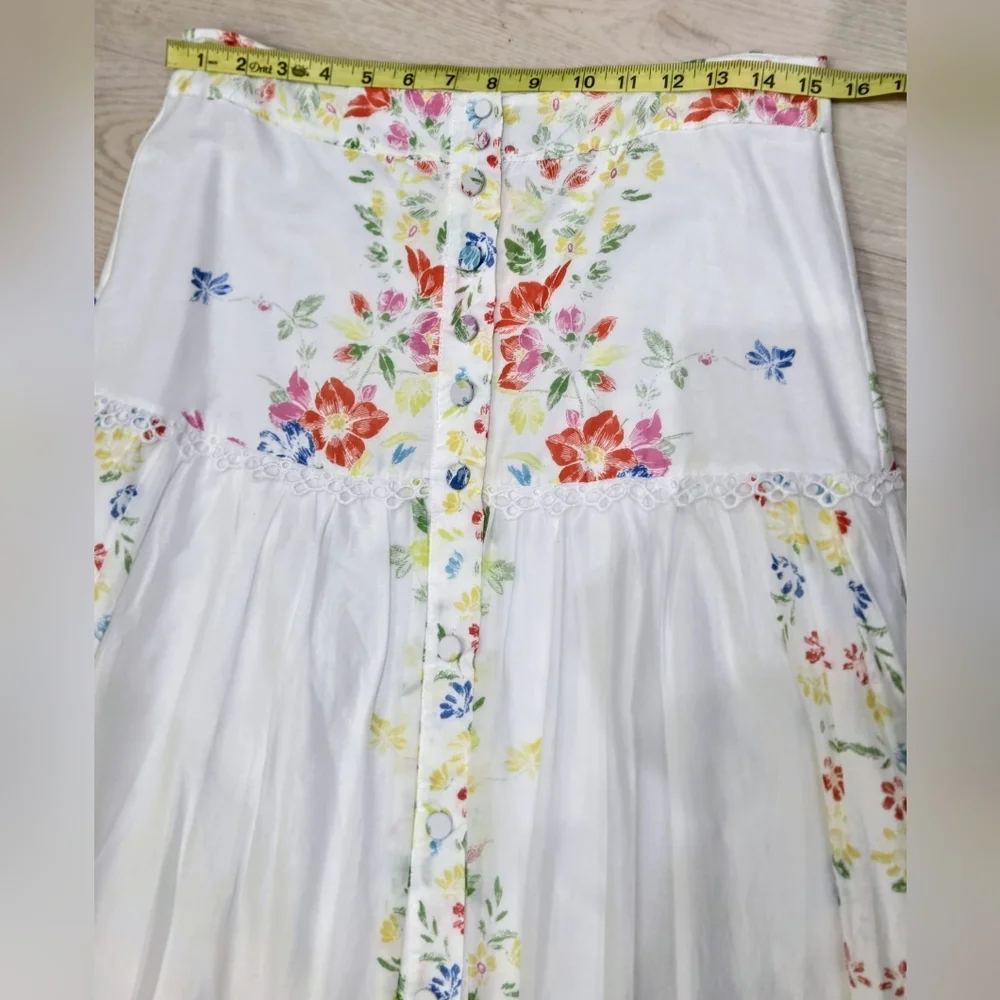 Charo Ruiz White Floral Garden Multi Colored Maxi/Midi Skirt, Cotton, NWT size M - Picture 10 of 15